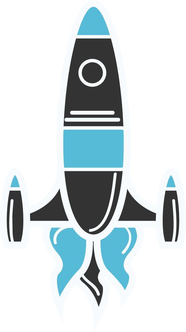 Stylized Space Rocket Symbol on Transparent Background