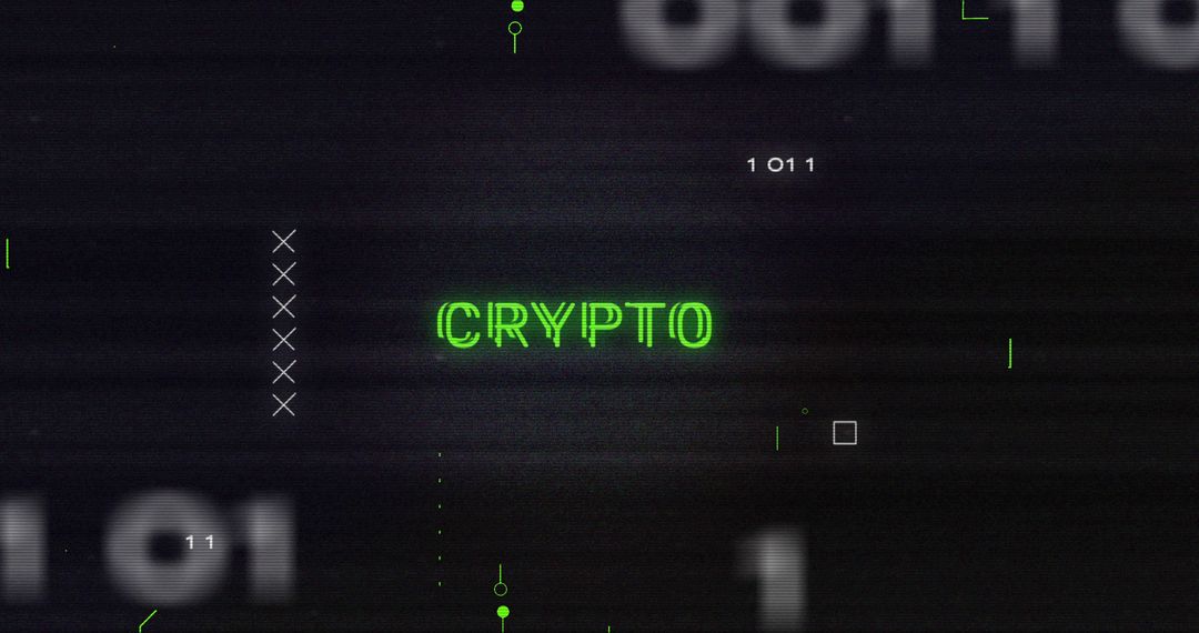 Abstract High-Tech Cryptocurrency Text and Digital Glitch Art