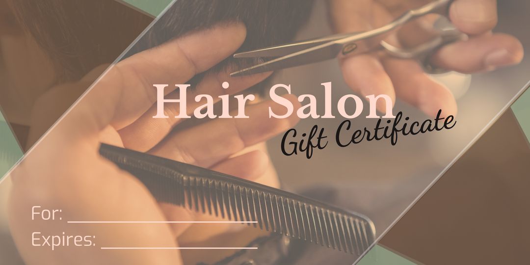 Elegant Hair Salon Gift Certificate Design with Styling Elements - Download Free Stock Templates Pikwizard.com