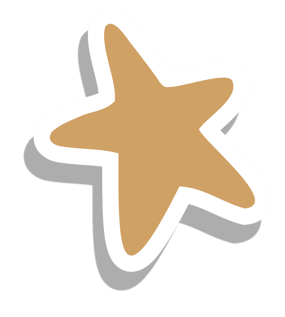 Transparent Beige Star with White Border and Shadow