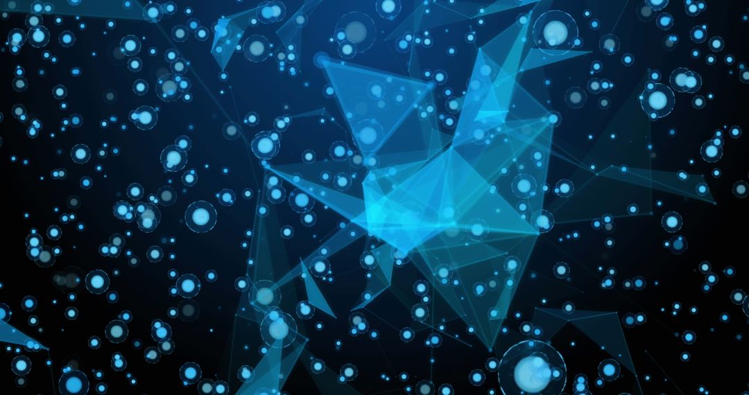 Digital Network Abstract Background with Blue Shapes and Dots