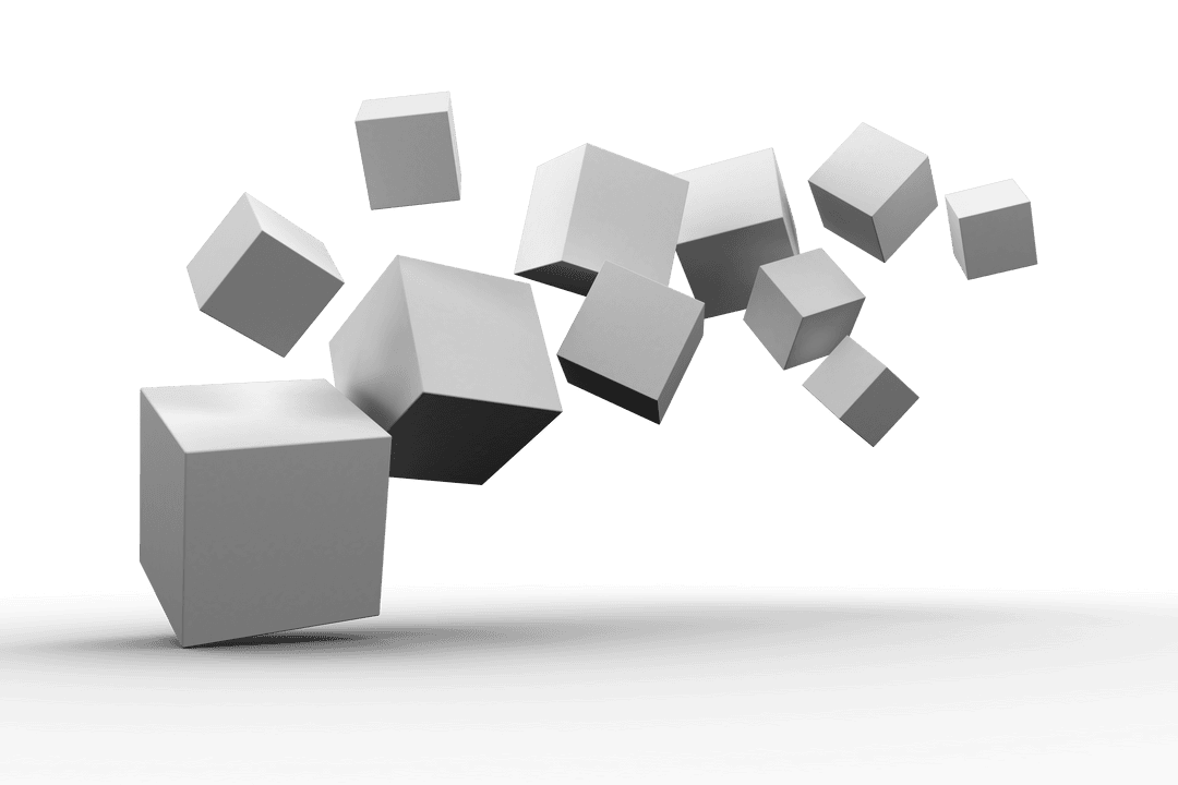 Floating White Cubes on Transparent Background Digital Vector Illustration