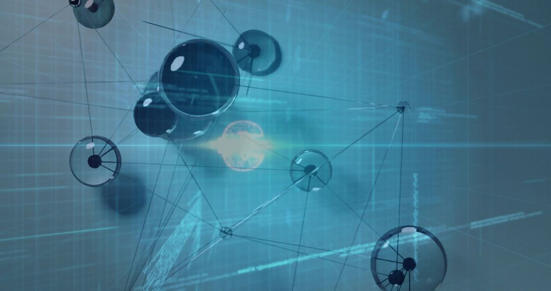 Futuristic Digital Network with Floating Nodes in Virtual Space