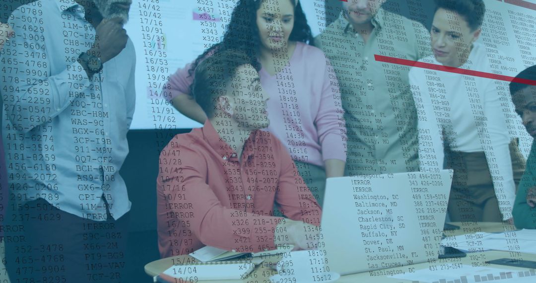 Diverse Business Team Analyzing Financial Data on Laptops in Office