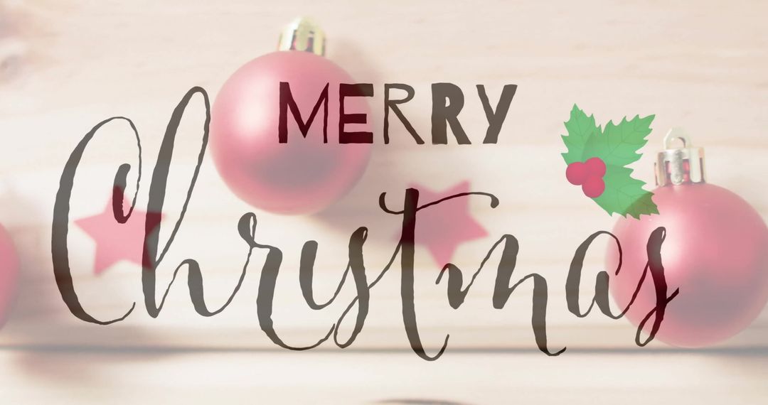 Festive merry christmas text with ornaments