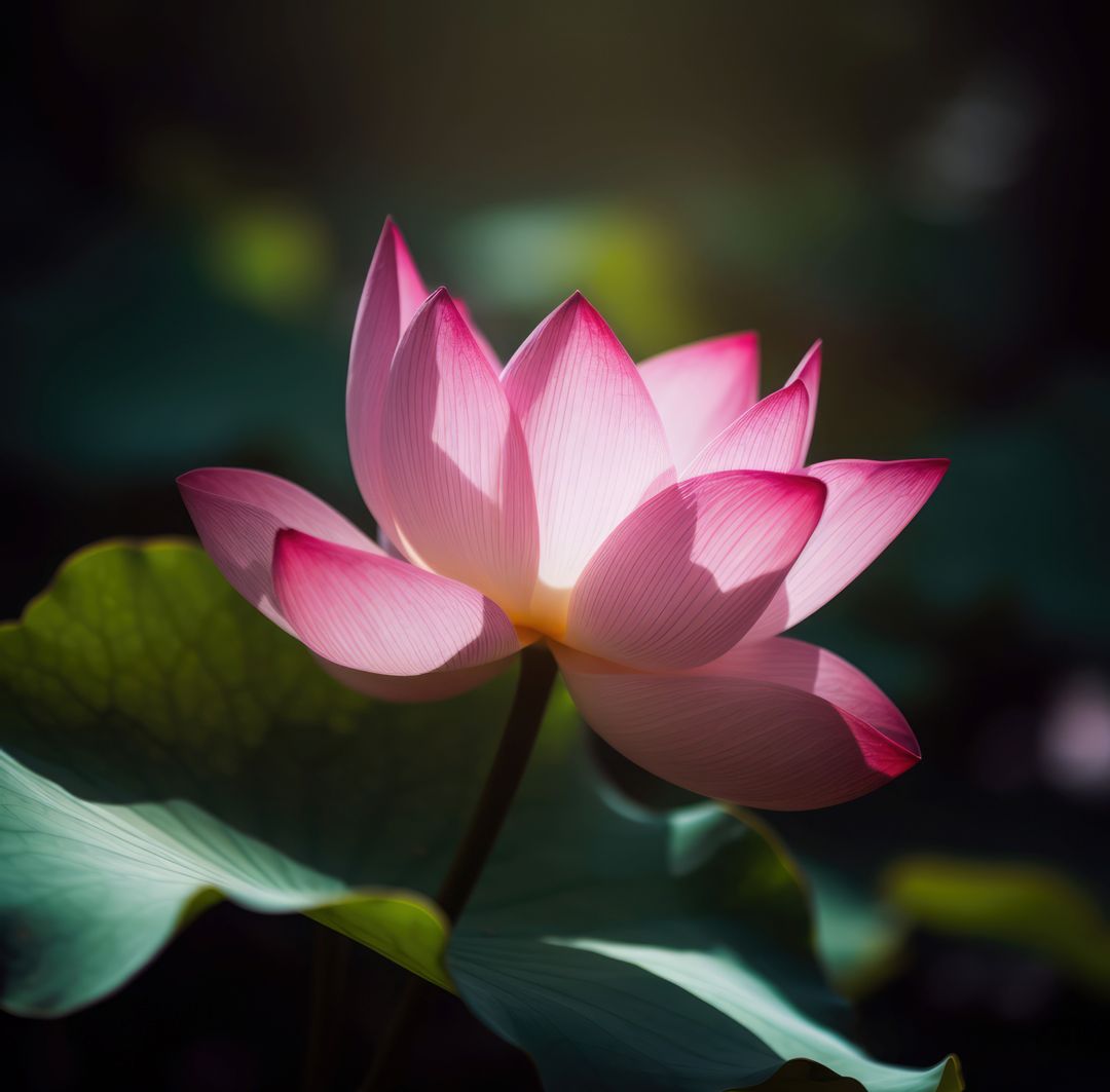 Beautiful Pink Lotus Flower in Sunlight - Free Images, Stock Photos and Pictures on Pikwizard.com