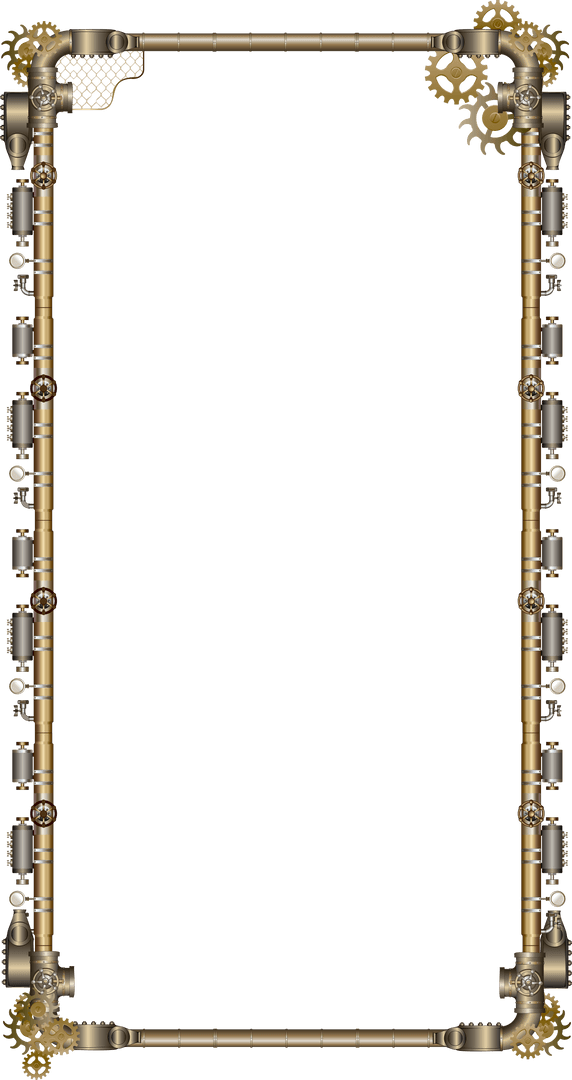 Vintage Steampunk Frame with Industrial Bronze Pipes and Gears