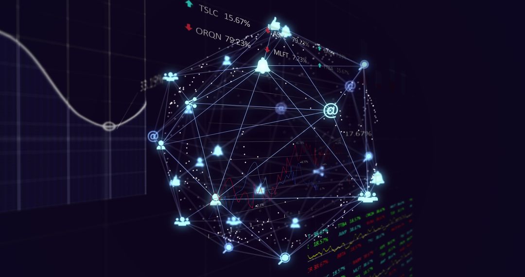 Digital Network Sphere with Stock Market Data Interface