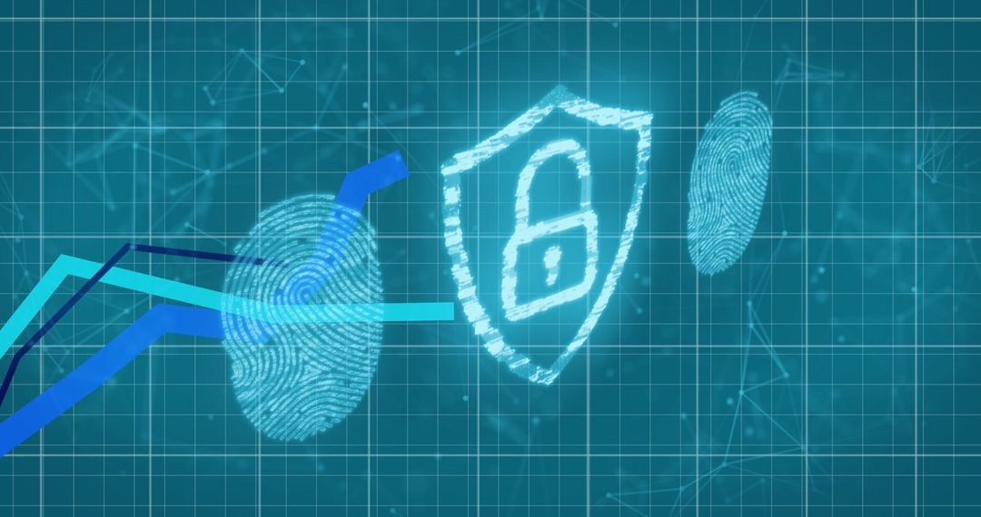 Digital Security Concept with Fingerprints and Padlock Icon