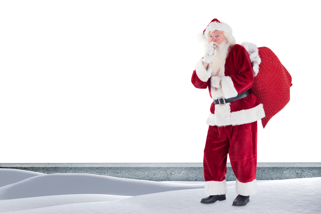 Transparent Santa Claus with Sack Standing on Snowy Ground - Download Free Stock Images Pikwizard.com