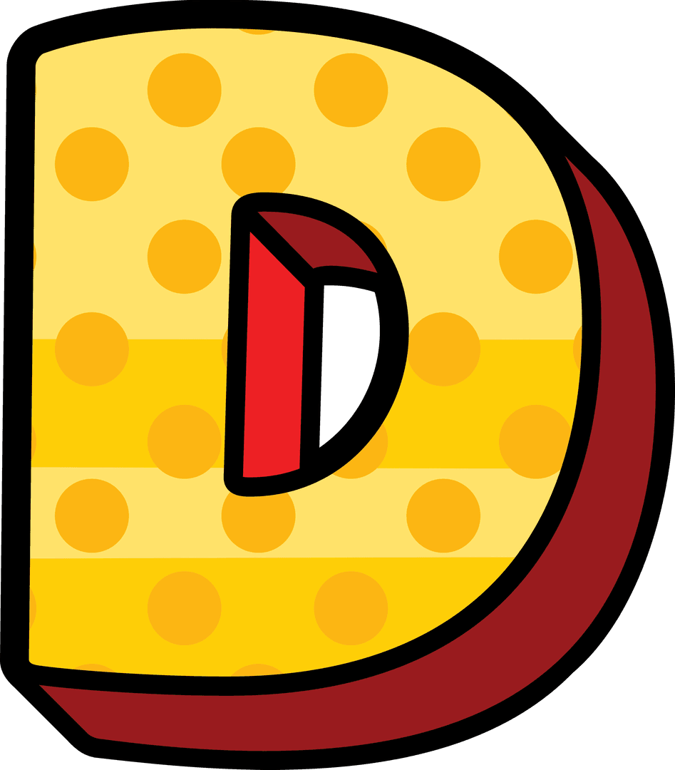 Polka Dot D Letter Illustration on Transparent Background