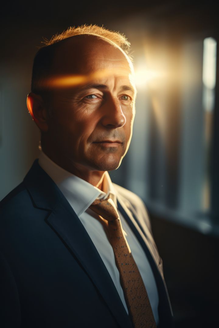 Portrait of caucasian businessman in suit in office, created using generative ai technology - Free Images, Stock Photos and Pictures on Pikwizard.com