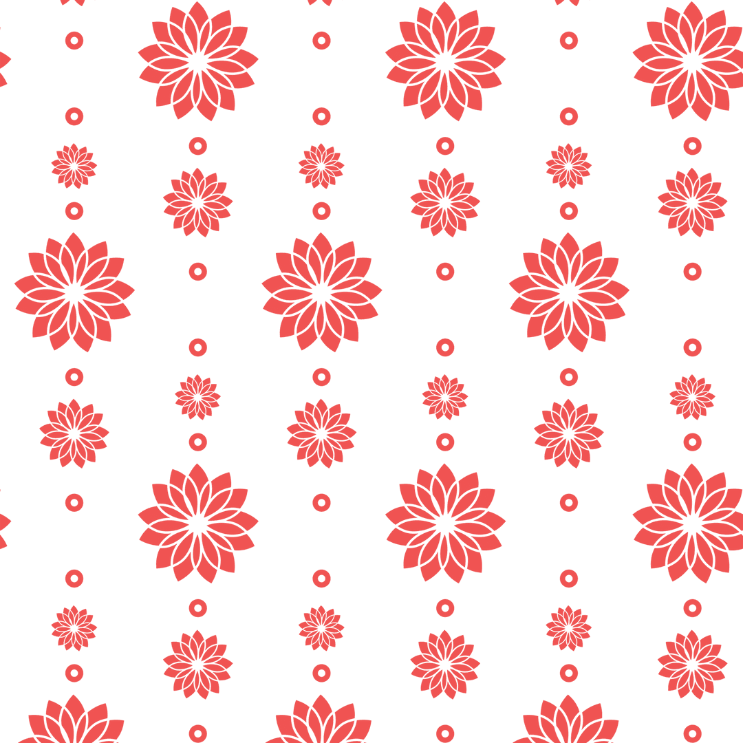 Seamless Red Floral Pattern on Transparent Background Isolated Design