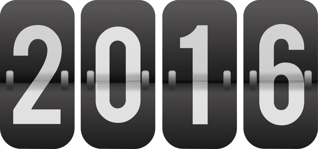 Digital Flipboard Number 2016 on Transparent Background