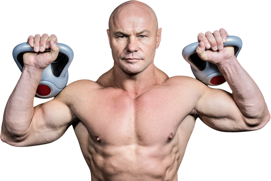 Male Bodybuilder Lifting Kettlebells Isolated on White Transparent Background - Download Free Stock Images Pikwizard.com