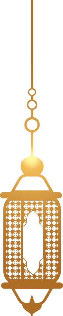 Transparent Ornate Gold Lantern Hanging Against Clear Background