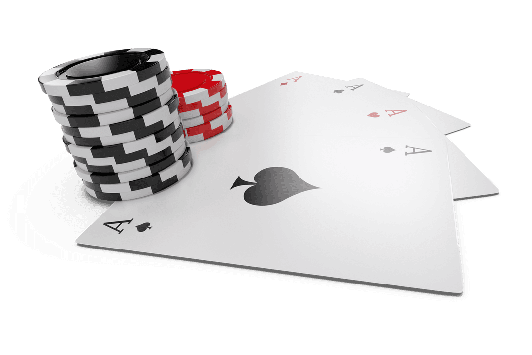 Transparent Playing Cards with Stacked Poker Chips