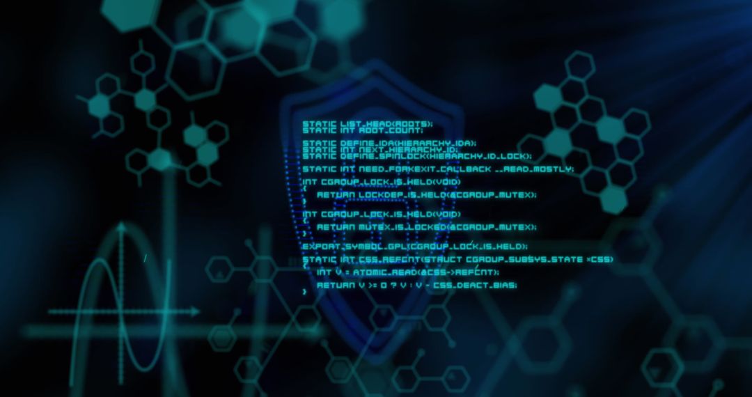 Cybersecurity Concept with Digital Code and Hexagonal Design