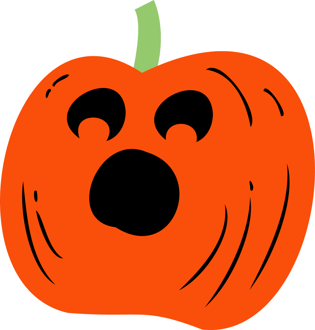 Cartoon Jack-o'-Lantern with Scared Expression on Transparent Background