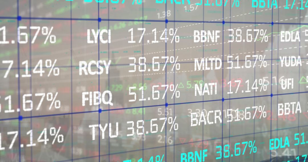 Stock Market Data Against Global Map and Grey Background