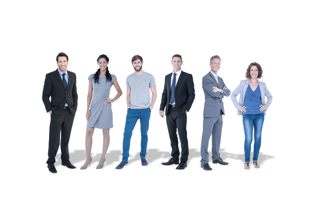 Transparent Smiling Diverse Business Team Standing Together