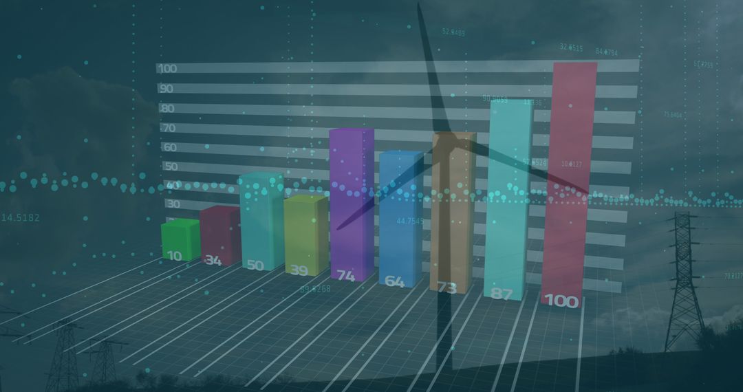 Renewable Energy Data with Wind Turbine Landscape Backdrop