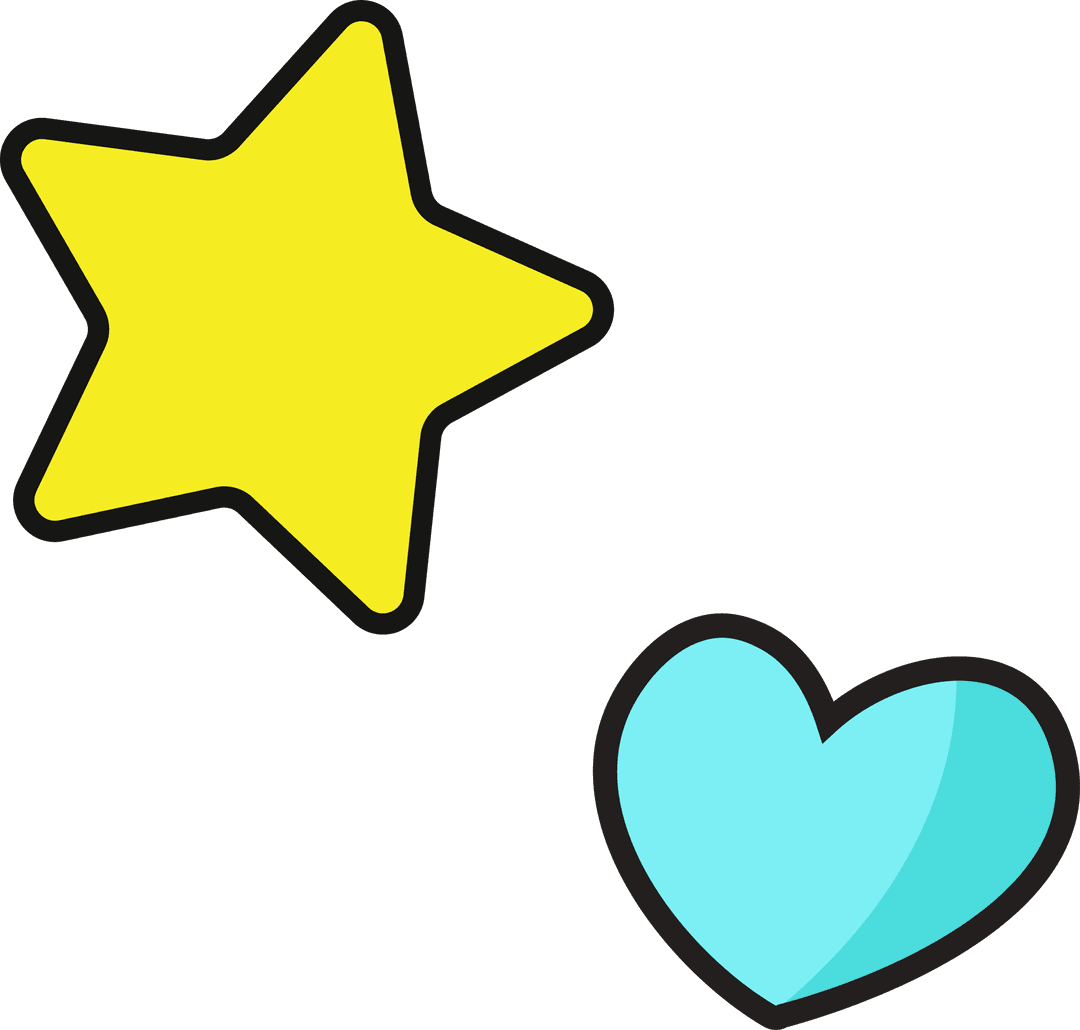 Transparent Star and Heart Icons Digital Art on Clear Background