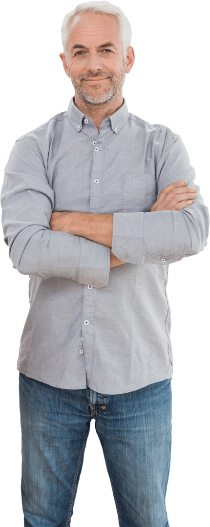 Confident Mature Man Transparent Background Embracing Life Change