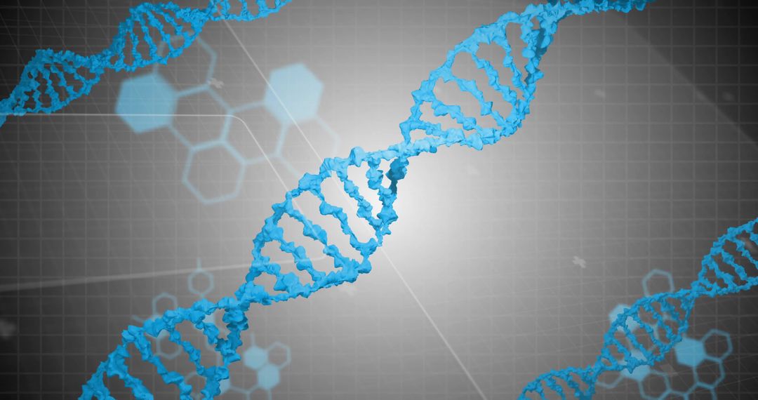 Blue DNA Helix with Molecular Background in Virtual Laboratory