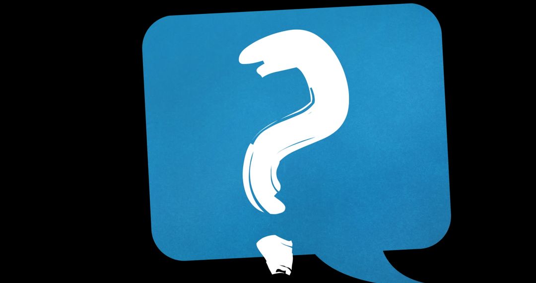 Question Mark in Speech Bubble on Black Background Illustrating Curiosity