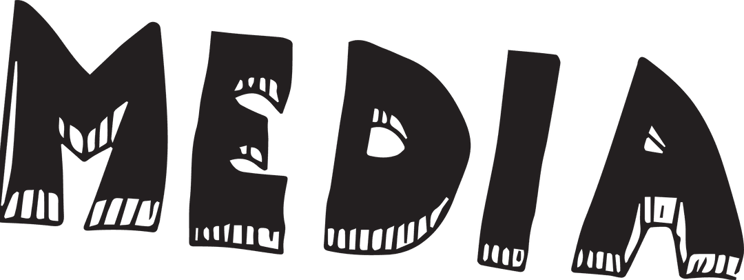 Handwritten Media Text on Transparent Background Design