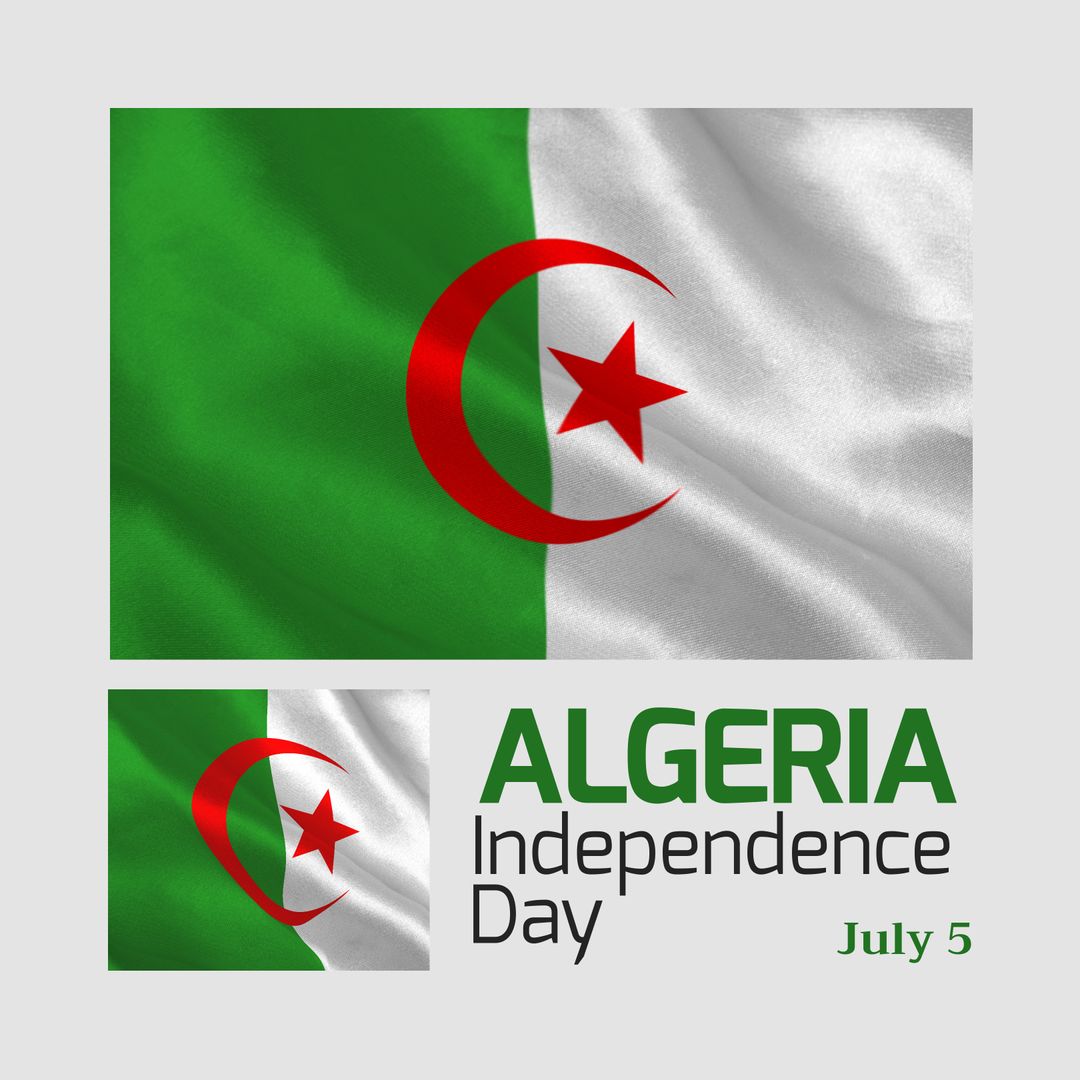 Algeria Independence Day Celebratory Illustration with Flag and Date