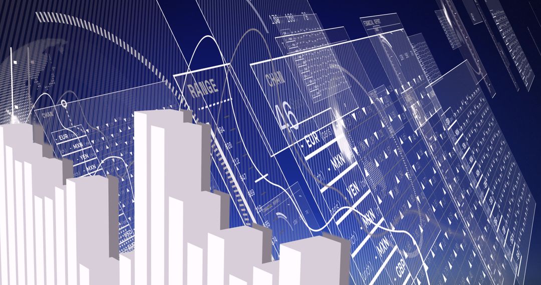 Futuristic Data Processing on Bluish Digital Background