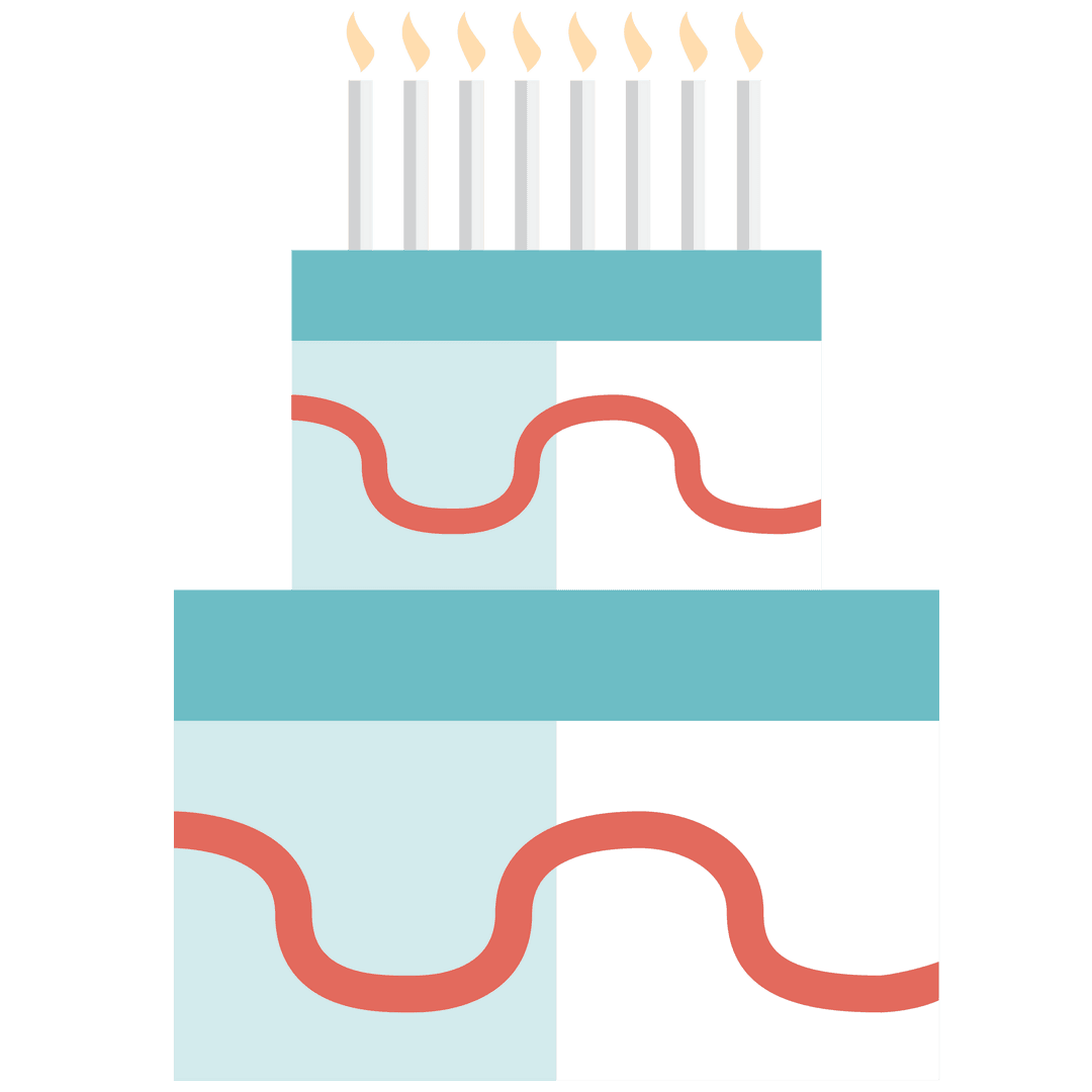 Colorful Layered Birthday Cake with Candles Transparent Background