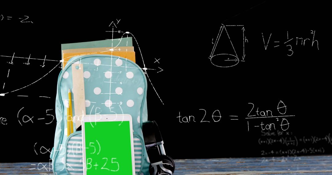 Back-to-School Math Equations Above Backpack