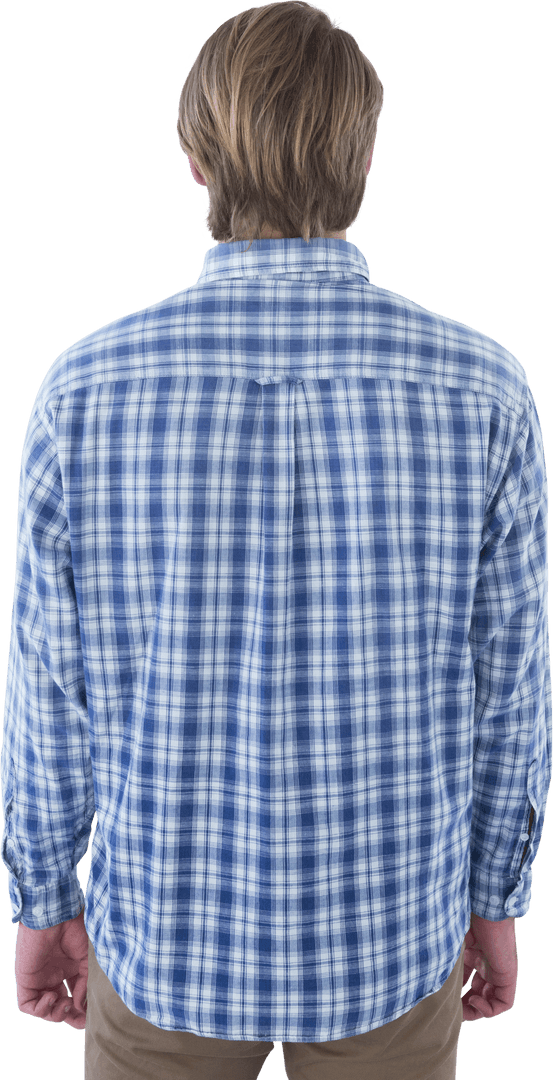Transparent Isolated Rear View Businessman with Plaid Shirt