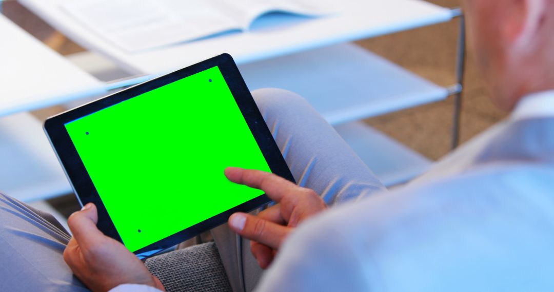 Business Professional Using Tablet with Green Screen for Chroma Key - Free Images, Stock Photos and Pictures on Pikwizard.com