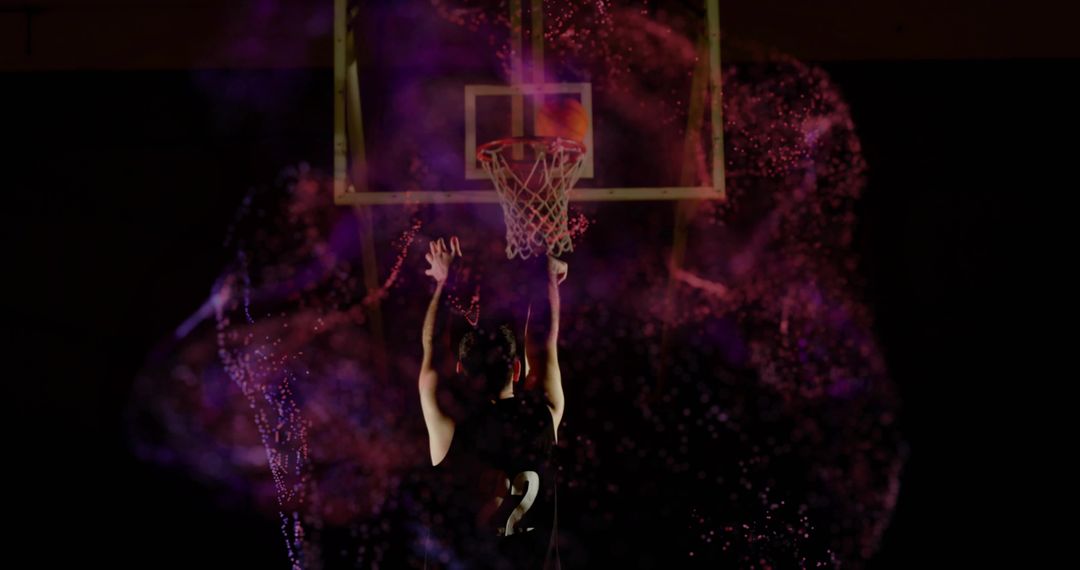 Athletic Basketball Slam Dunk with Dynamic Airborne Move