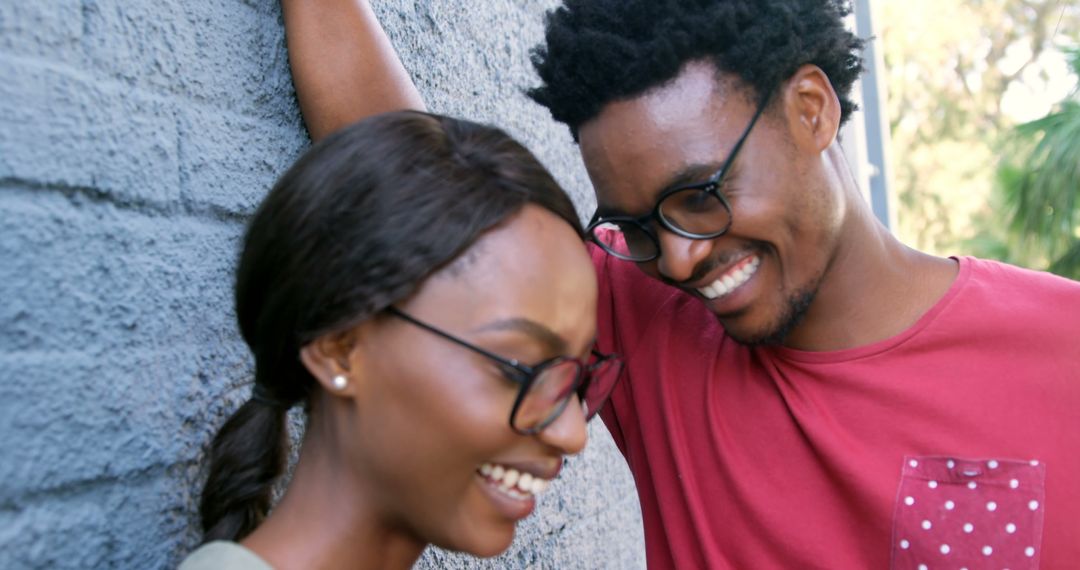 Young Couple Sharing Joyful Moment with Copy Space