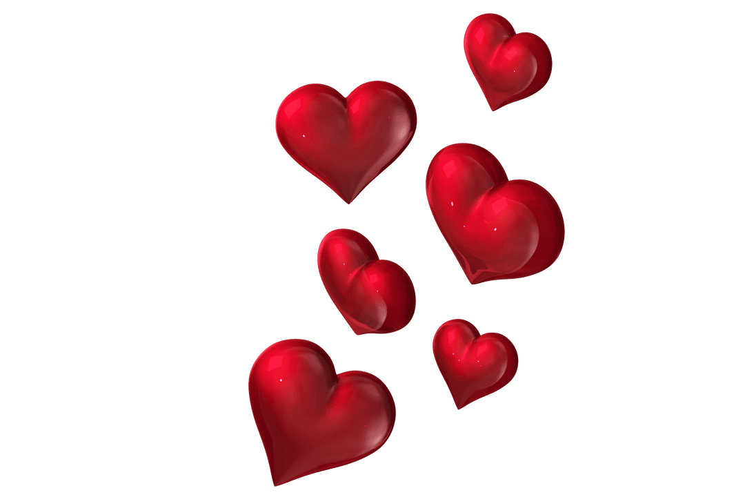 Floating Red Hearts on Transparent Background Illustration