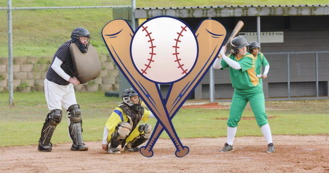 Amateur Baseball Game in Action with Umpire and Batter