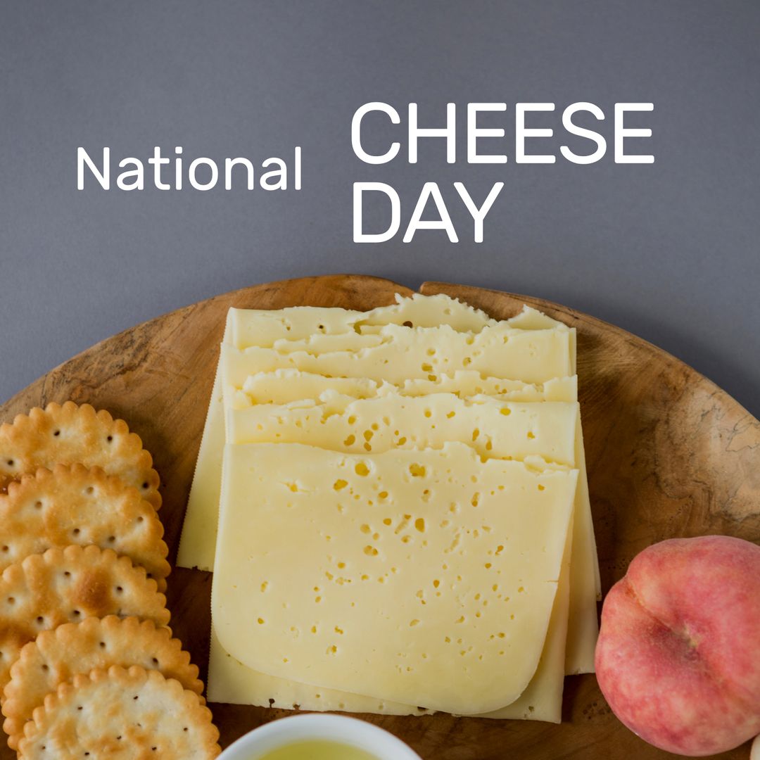 National Cheese Day Celebration with Sliced Cheese and Crackers - Download Free Stock Templates Pikwizard.com