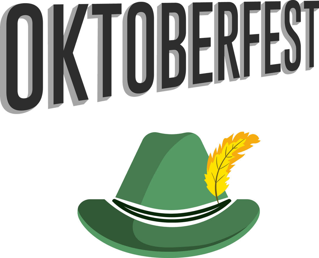 Oktoberfest Text and Green Hat on Transparent Background