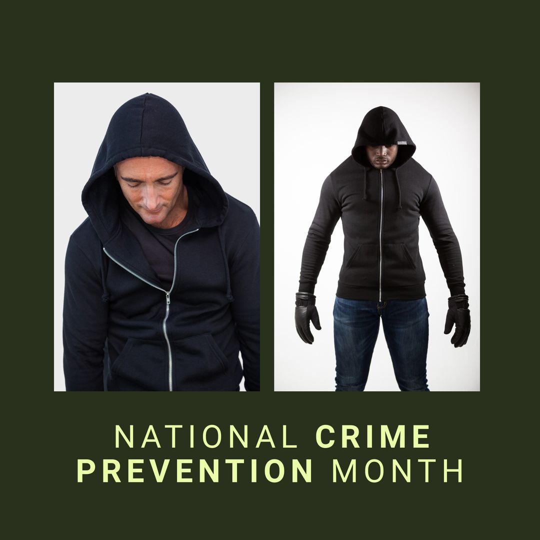 Diverse Thieves in Hoodies Concept: Crime Prevention Spotlight