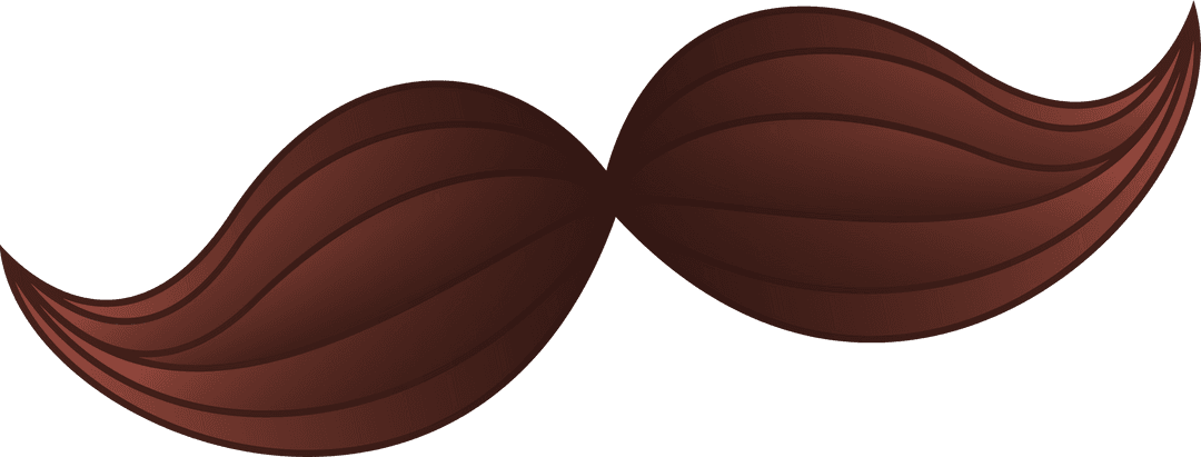 Stylized Brown Moustache Icon with Gradient Shading Transparent Background