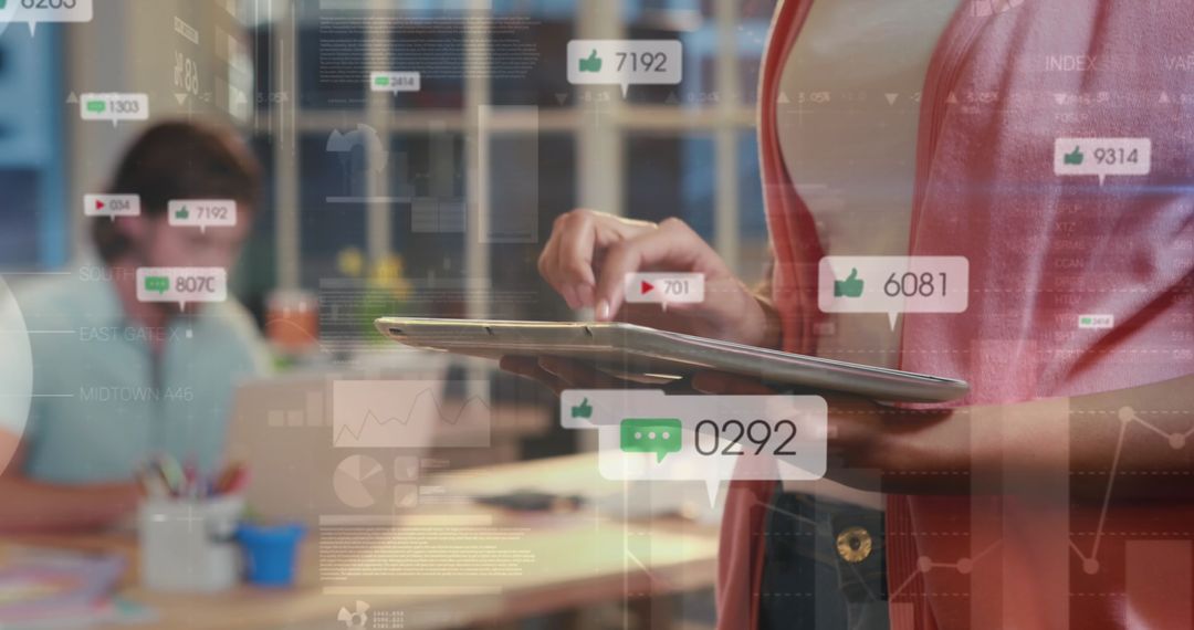 Social Media Engagement in Modern Office Setting with Digital Technology