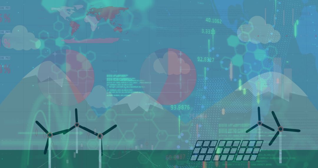 Sustainable Energy Future with Wind Turbines and Solar at Sea