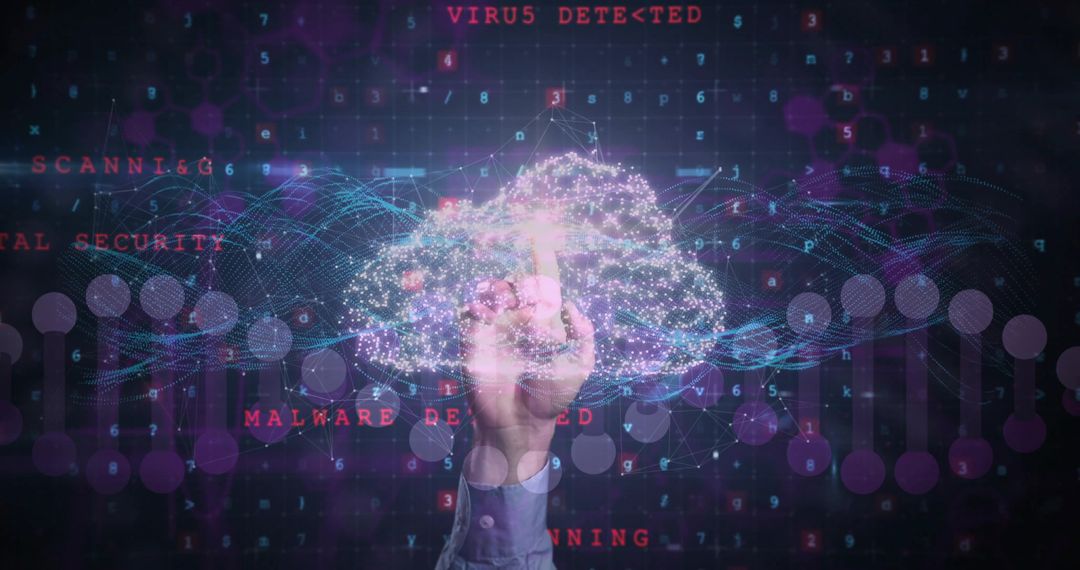 Hand Interacting with Holographic Data in Cybersecurity Network