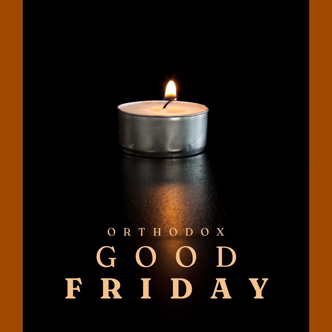 Orthodox Good Friday Candle in Dark With Reflective Light