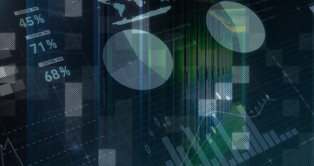 Dynamic Financial Data Visualization Over Black Background